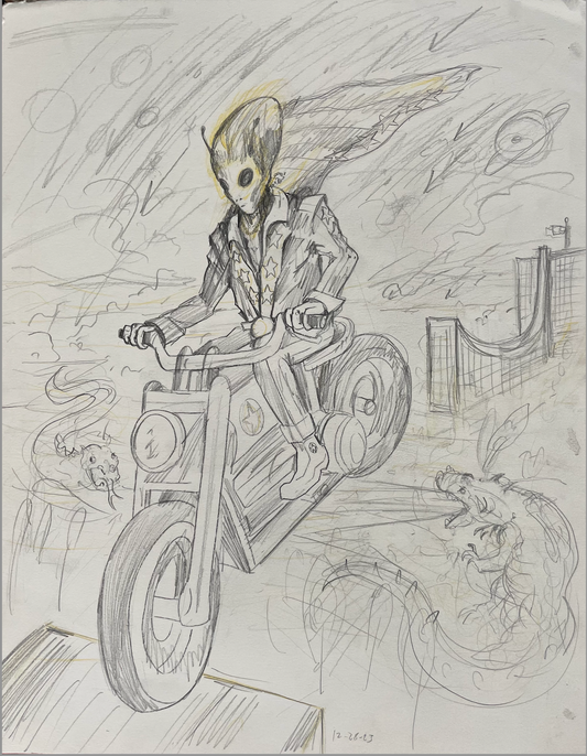 Pigeons Playing Ping Pong - Original Sketch